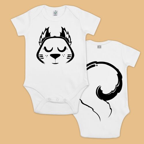 Squirrel Organic Cotton Baby Bodysuit - Short Sleeves