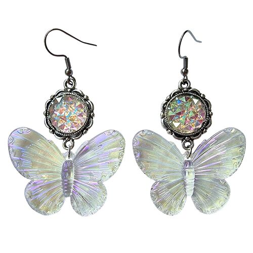Dreamy Iridescent Butterfly Earrings - Transparent