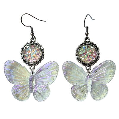 Pendientes de mariposa iridiscente de ensueño - Transparente