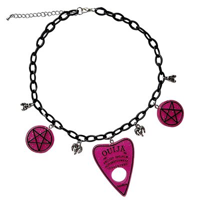 Ouija Charm Choker Necklace - Black & Pink
