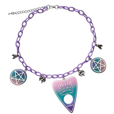 Ouija Charm Choker Necklace - Pastel Blue, Pink & Purple