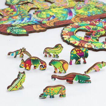 Puzzle en Bois en Forme d'Animal - Thème Caméléon Iridescent - 138 PCS 19.2x27.4 cm 5
