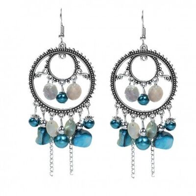 Silver and turquoise round earrings