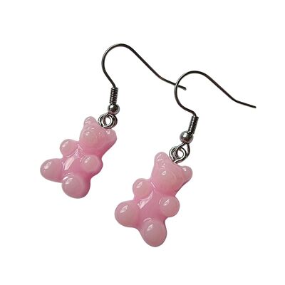Boucles d'Oreilles Jelly Belly Gummy Bear - Rose Bonbon