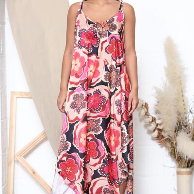 Maxi col V tie and dye rouge