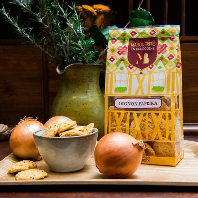 Organic Aperitif Biscuits Onion Paprika - Individual bag of 110g