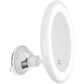 Miroir à ventouse blanc avec grossissement 10x et éclairage LED 2