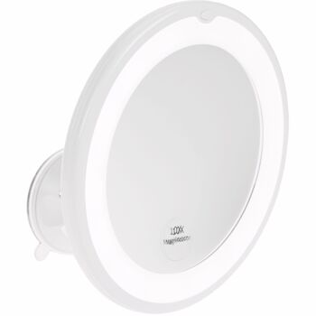 Miroir à ventouse blanc avec grossissement 10x et éclairage LED 5