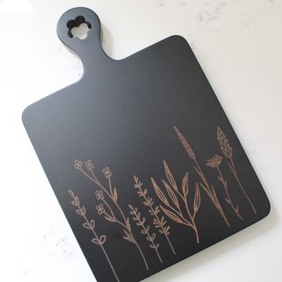 Flower Chopping Board - Medium Black