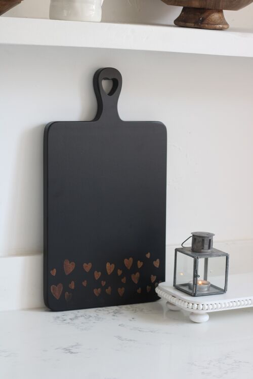 Heart Engraved Chopping Board - Large Black