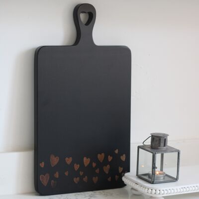 Heart Engraved Chopping Board - Large Black