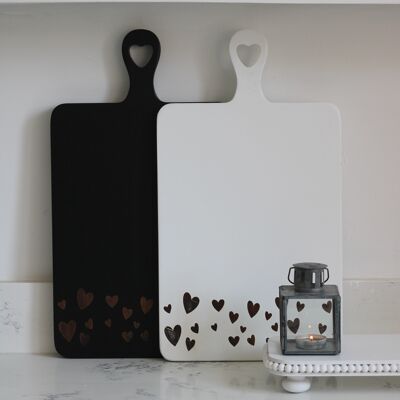 Heart Engraved Chopping Board - Large White