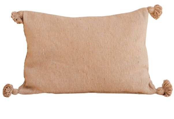 Cuscino con pompon marrone grande