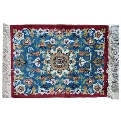 Alfombra persa de lana Dianne azul hecha a mano Bokhara