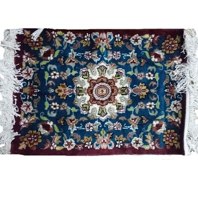 Tapis en laine bleu de Prusse fait main persan Bokhara