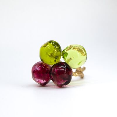 Anillo ajustable Chania 4B cristal de Murano verde lima y rosa