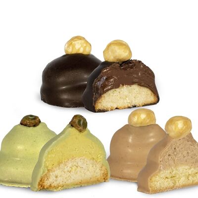 Campanelle di Sicilia, 24 filled biscuits in single portion sachet | flavored Pistachio, Gianduia and Hazelnut | filled pastry biscuits, in an elegant gift box