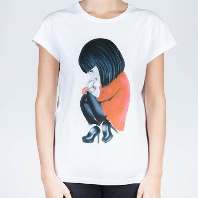 T-shirt over cotone basico Moschino Fashion Victim - BIANCO