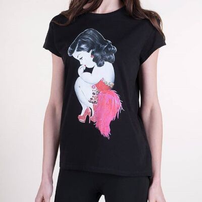 T-shirt over cotone basico Burlesque - NERO