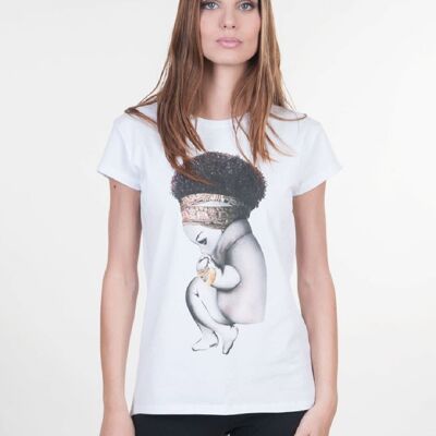 T-shirt over cotone basico Afro 2.0 - BIANCO