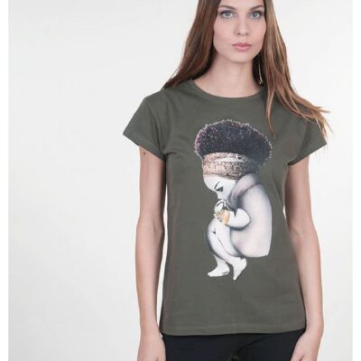 T-shirt over cotone basico Afro 2.0 - VERDE MILITARE