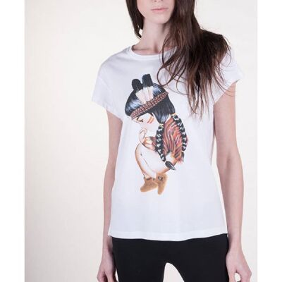 T-shirt over cotone basico Indian - BIANCO