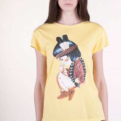 T-shirt over cotone basico Indian - GIALLO