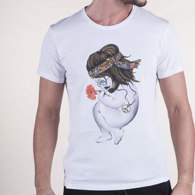 T-shirt regular cotone basico Hippie - BIANCO