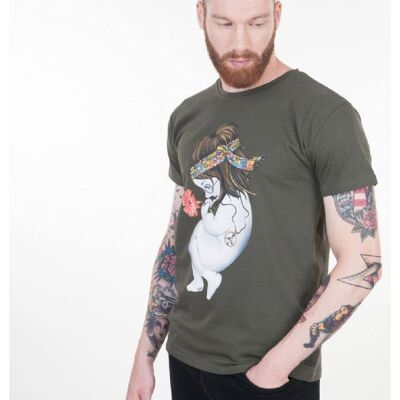 T-shirt regular cotone basico Hippie - VERDE MILITARE