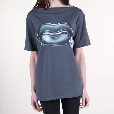 T-shirt larga cotone basico Hippie Lips