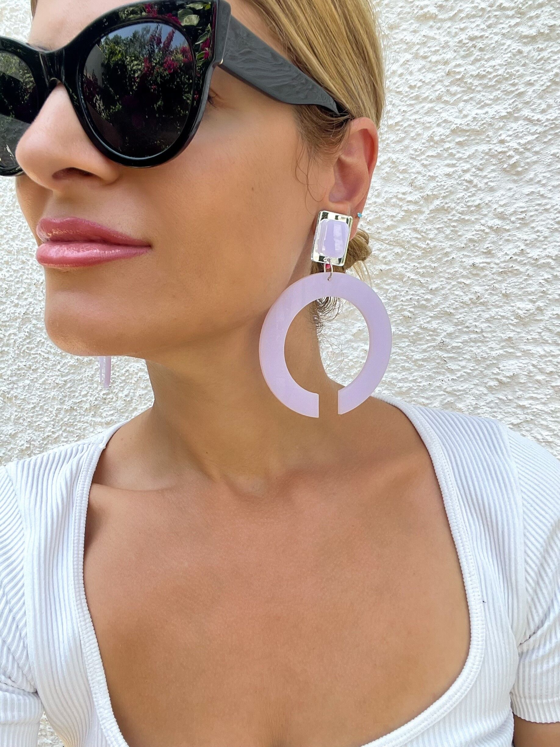 Large Matte Gold Tone Drop Hoop Earrings, Clip Backs - Ruby Lane