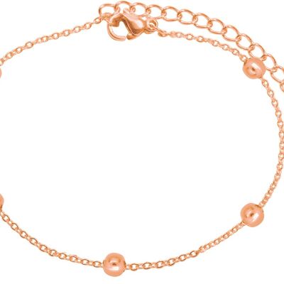 Bracelet boule acier inoxydable - rose