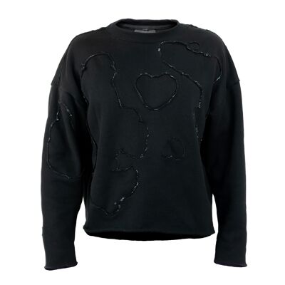 BURNED CREW NECK – black