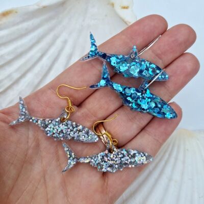 Shark Earrings, Shark Lover Gift, Sea Lover Earrings, Underwater Jewellery