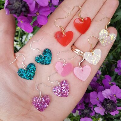 Heart Hook Resin Earrings Glitter