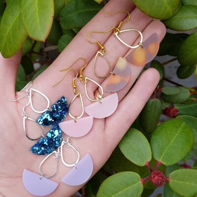 Teardrop Semicircle Geometric Dangle Resin Statement Earrings