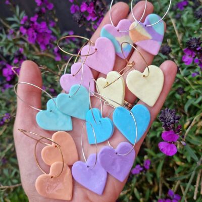 Pastel Earrings Heart Hoops, Y2K Jewellery, Y2K aesthetic