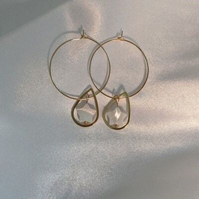 Gold Plated Geometric Hoop Earrings With Star