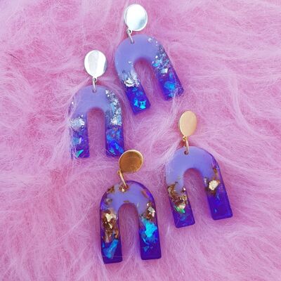 Iridescent Purple Arch Earrings
