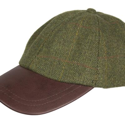 HW59  -  Leather Peak Tweed Baseball Cap