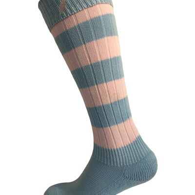Hortons  -  Ladies Burley Long Stripe Socks Pink/Sky Blue