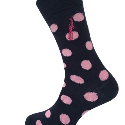 Hortons  -  Lawford Spots Socks Navy & Pink