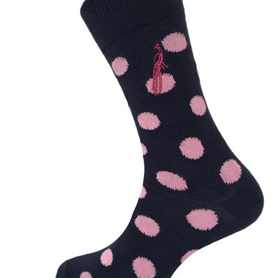 Hortons  -  Lawford Spots Socks Navy & Pink