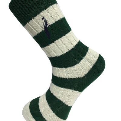 Hortons  -  Bardwell Stripe Socks Green & Cream