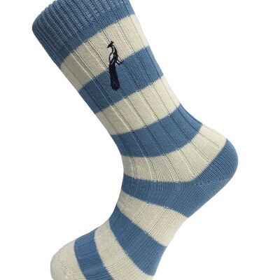 Hortons  -  Bardwell Stripe Socks Sky Blue & Cream