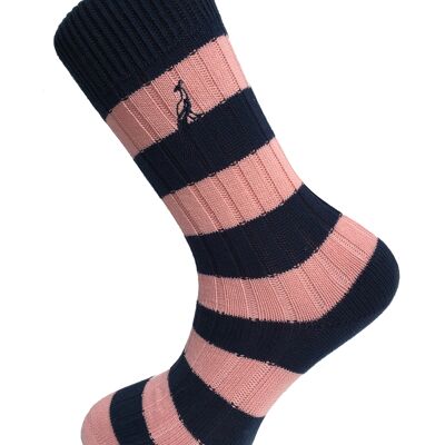 Hortons  -  Bardwell Stripe Socks Pink & Navy