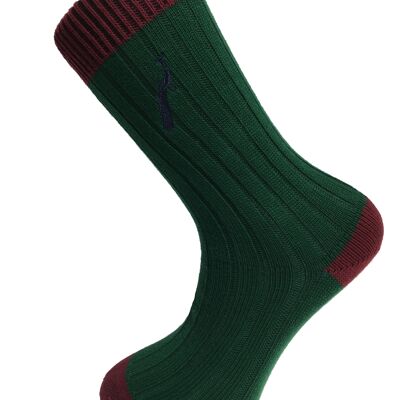 Hortons  -  Fredrick Sock Green & Burgundy