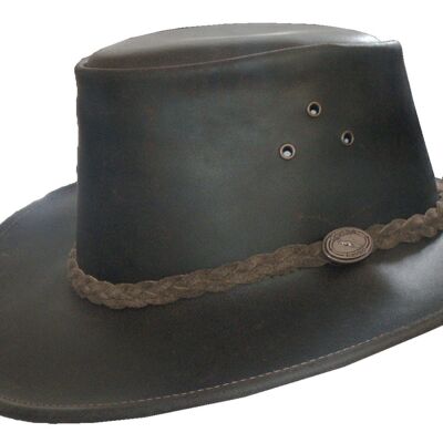 HW08  -  Leather Cowhide Aussie Hat