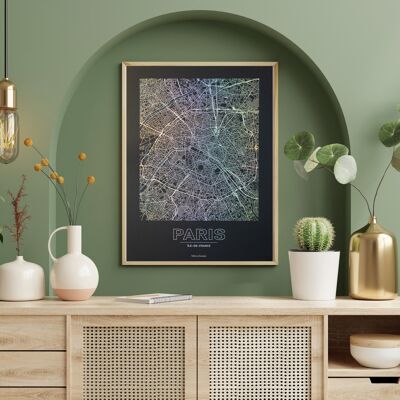 Poster Parigi - Mappa minimalista - 30 x 40 cm