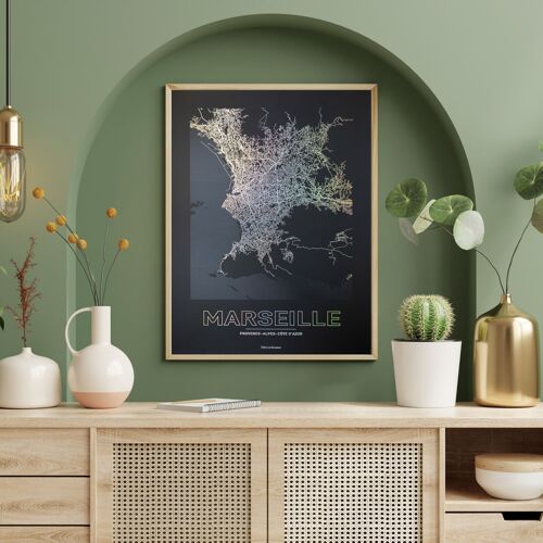 Poster Marseille - Minimalist map - 30 x 40 cm